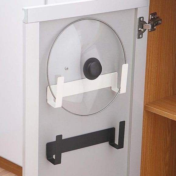 Wall-Mounted Pot Lid Rack-Self-Adhesive Carbon Steel Pot Cover Storage Rack - Picture 10 of 12